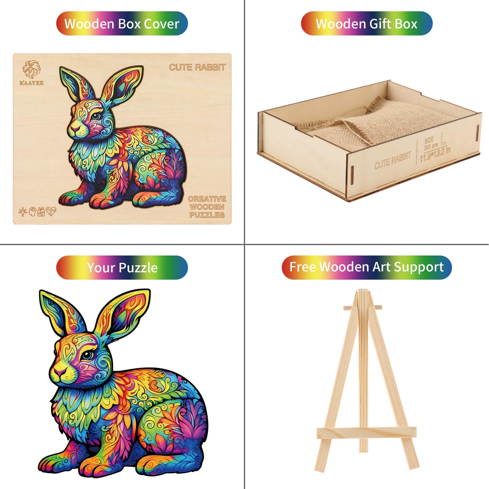 Wooden Jigsaw Puzzle-Cute Rabbit - Image 5