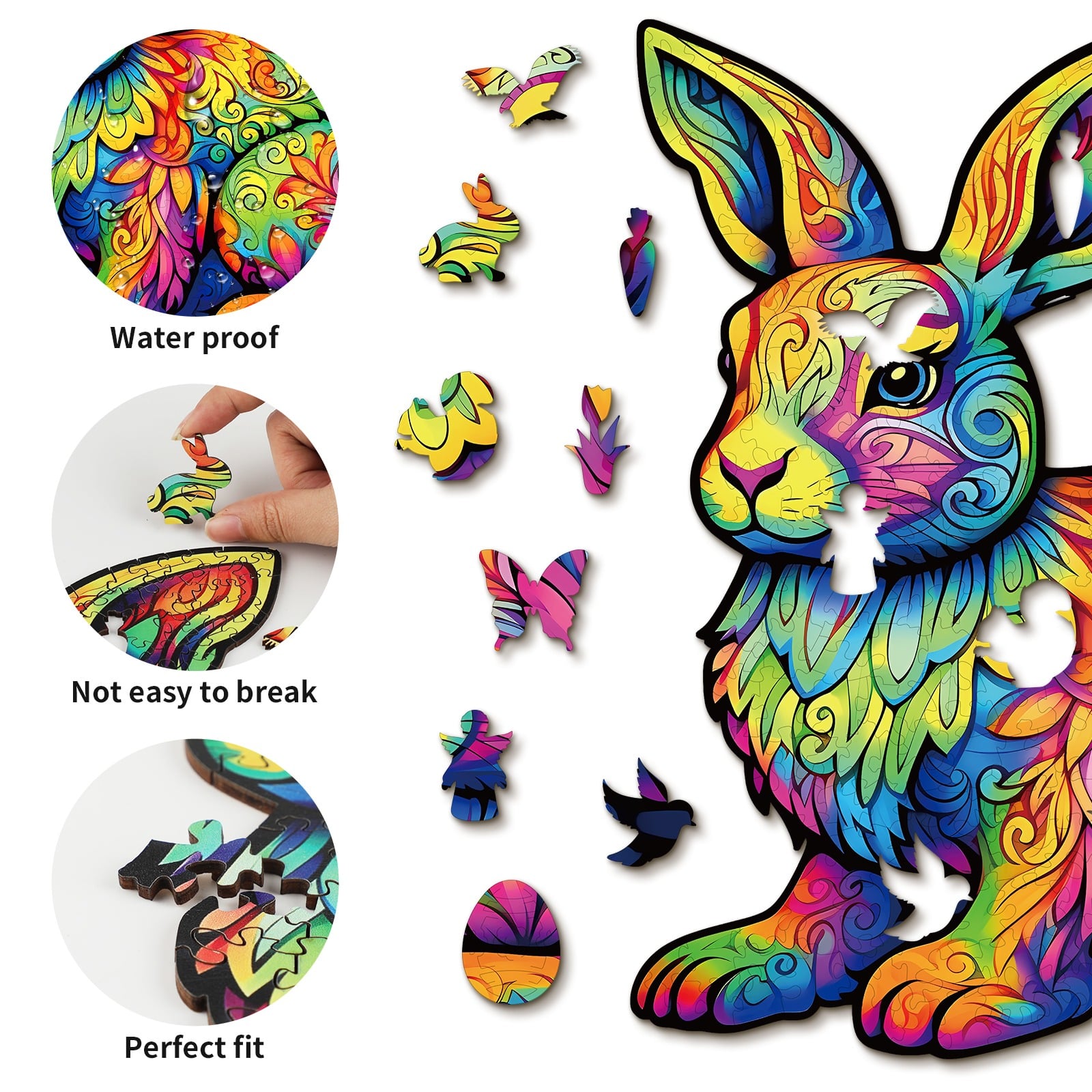 Wooden Jigsaw Puzzle-Cute Rabbit - Image 3