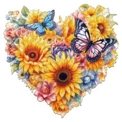 Wooden Jigsaw Puzzle-Sunflower and Butterfly