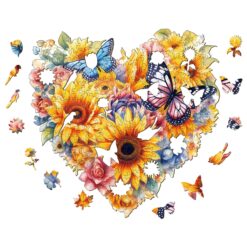 Alternative view of Wooden Jigsaw Puzzle-Sunflower and Butterfly