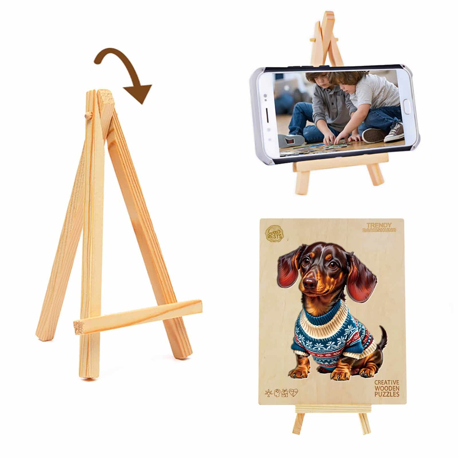 Wooden Jigsaw Puzzle-Trendy Dachshund - Image 6