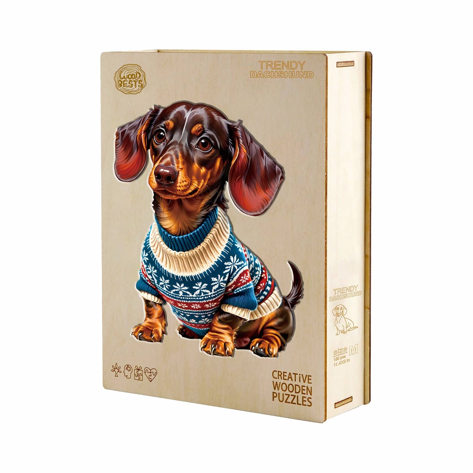 Wooden Jigsaw Puzzle-Trendy Dachshund - Image 5