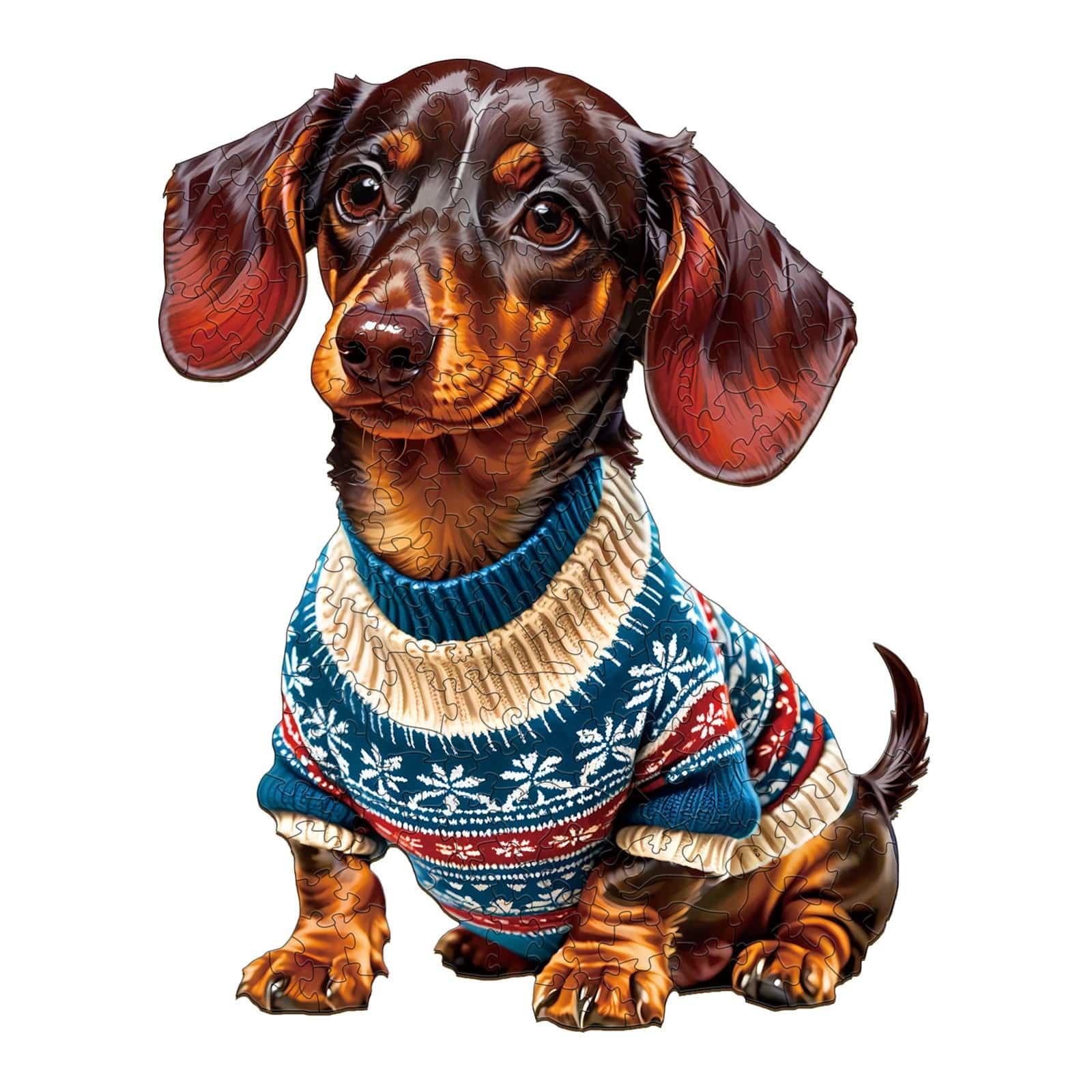 Wooden Jigsaw Puzzle-Trendy Dachshund