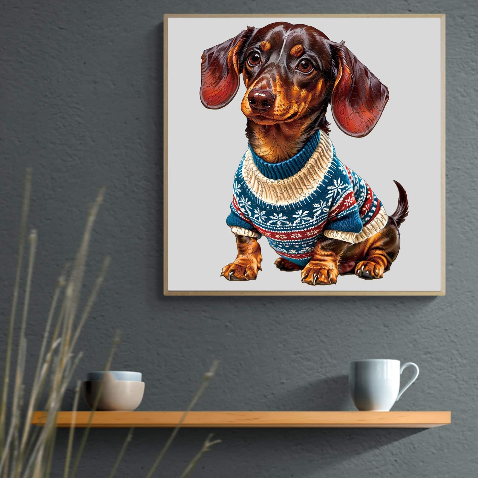 Wooden Jigsaw Puzzle-Trendy Dachshund - Image 7