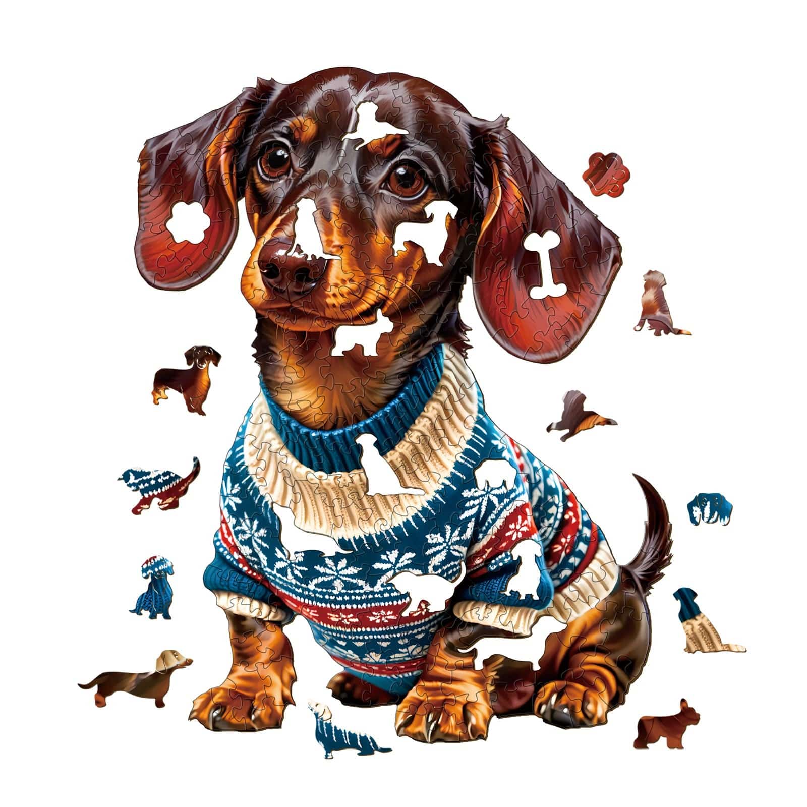 Wooden Jigsaw Puzzle-Trendy Dachshund - Image 2