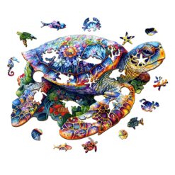 Alternative view of Wooden Jigsaw Puzzle-Unique Turtle