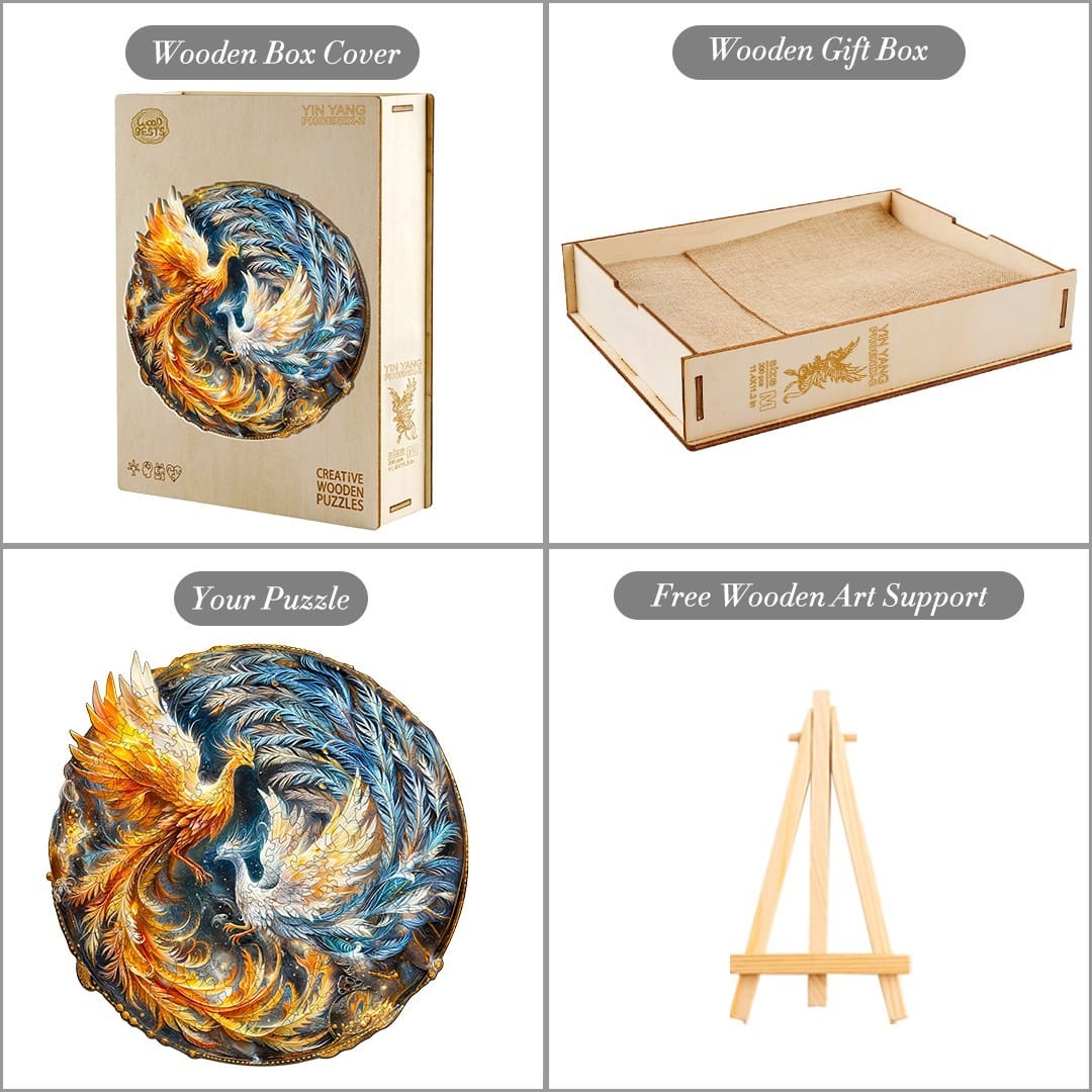 Wooden Jigsaw Puzzle- Yin Yang Phoenix 2 - Image 4