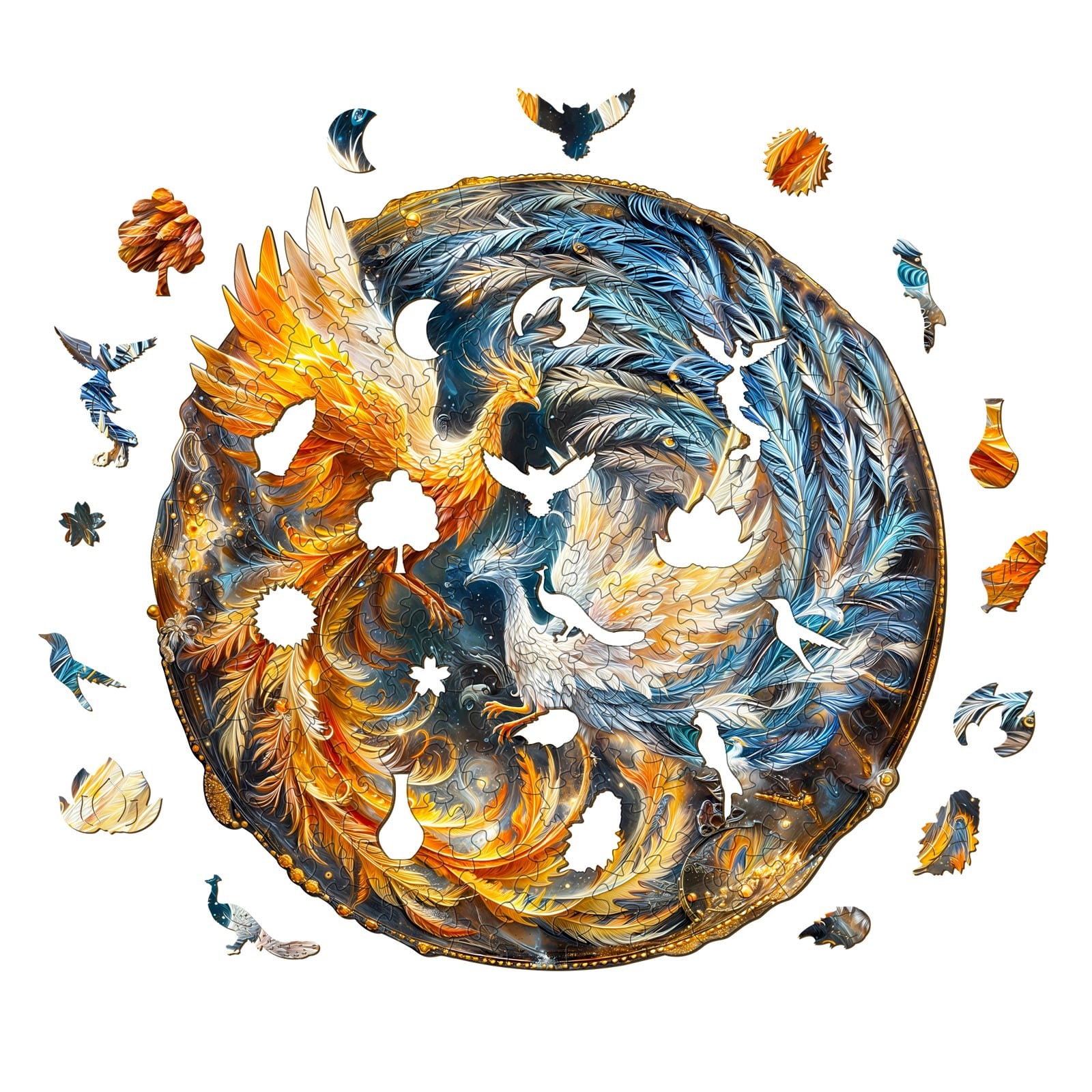 Wooden Jigsaw Puzzle- Yin Yang Phoenix 2 - Image 2