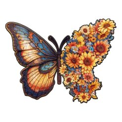 Wooden Jigsaw Puzzle - Butterfly and Flower