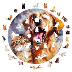 Alternative view of Wooden Jigsaw Puzzle - Cat and Dog