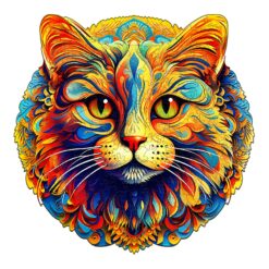 Wooden Jigsaw Puzzle - Colorful Cat