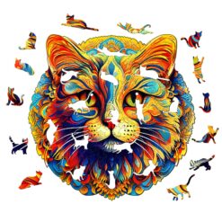 Alternative view of Wooden Jigsaw Puzzle - Colorful Cat
