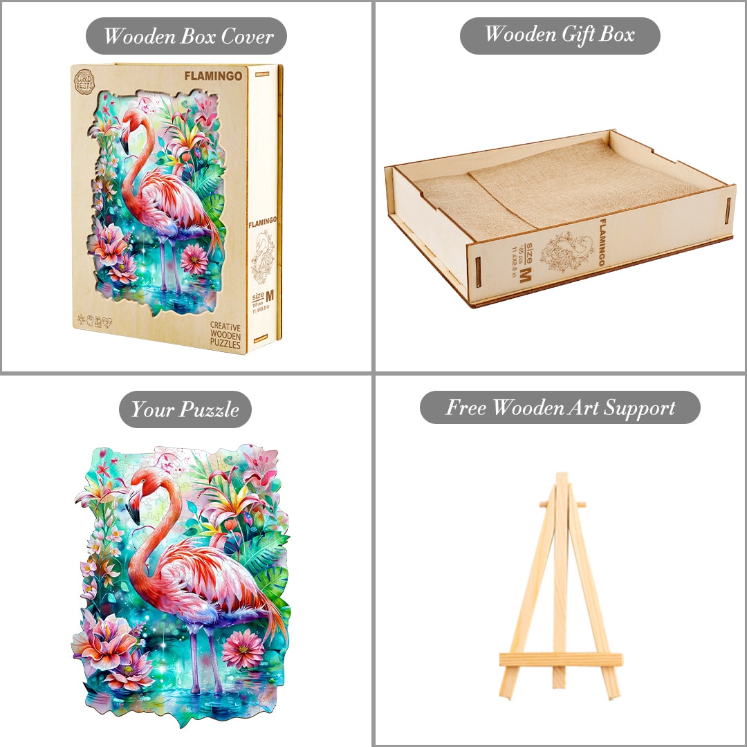 Wooden Jigsaw Puzzle - Elegant Flamingo - Image 4