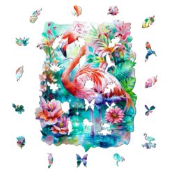 Alternative view of Wooden Jigsaw Puzzle - Elegant Flamingo
