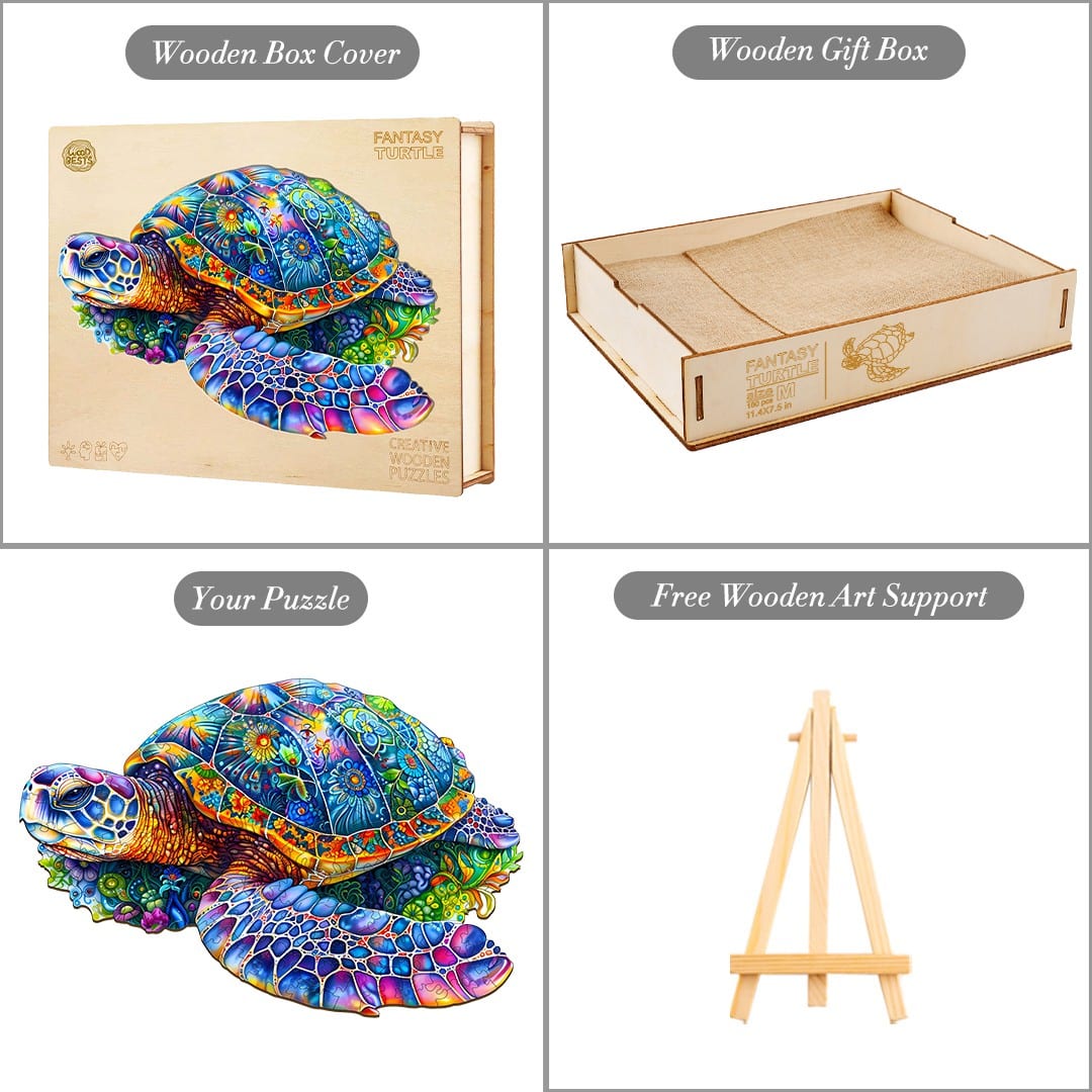 Wooden Jigsaw Puzzle - Fantasy Turtle - Image 4