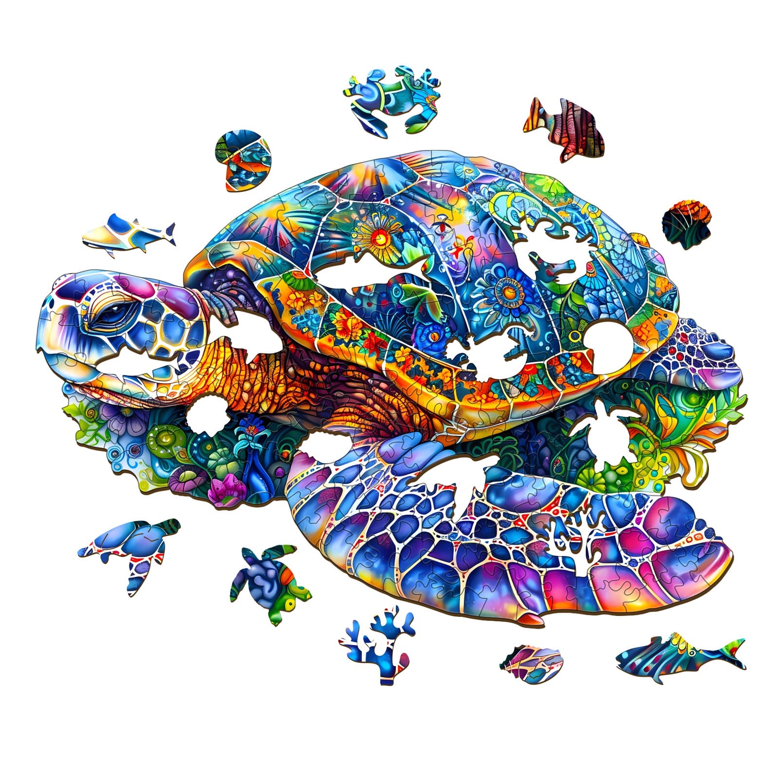 Wooden Jigsaw Puzzle - Fantasy Turtle - Image 2