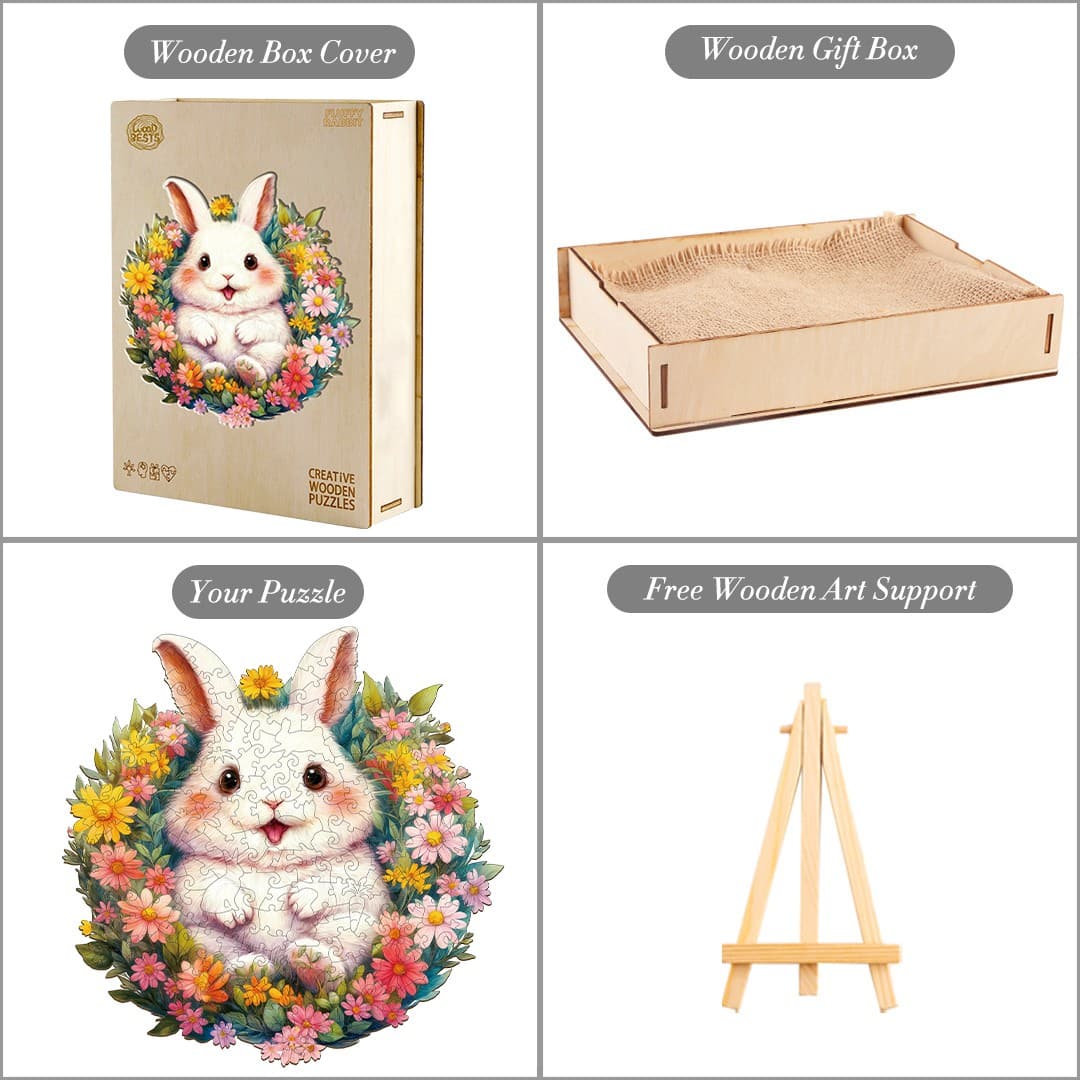 Wooden Jigsaw Puzzle - Fluffy Rabbit - Image 4