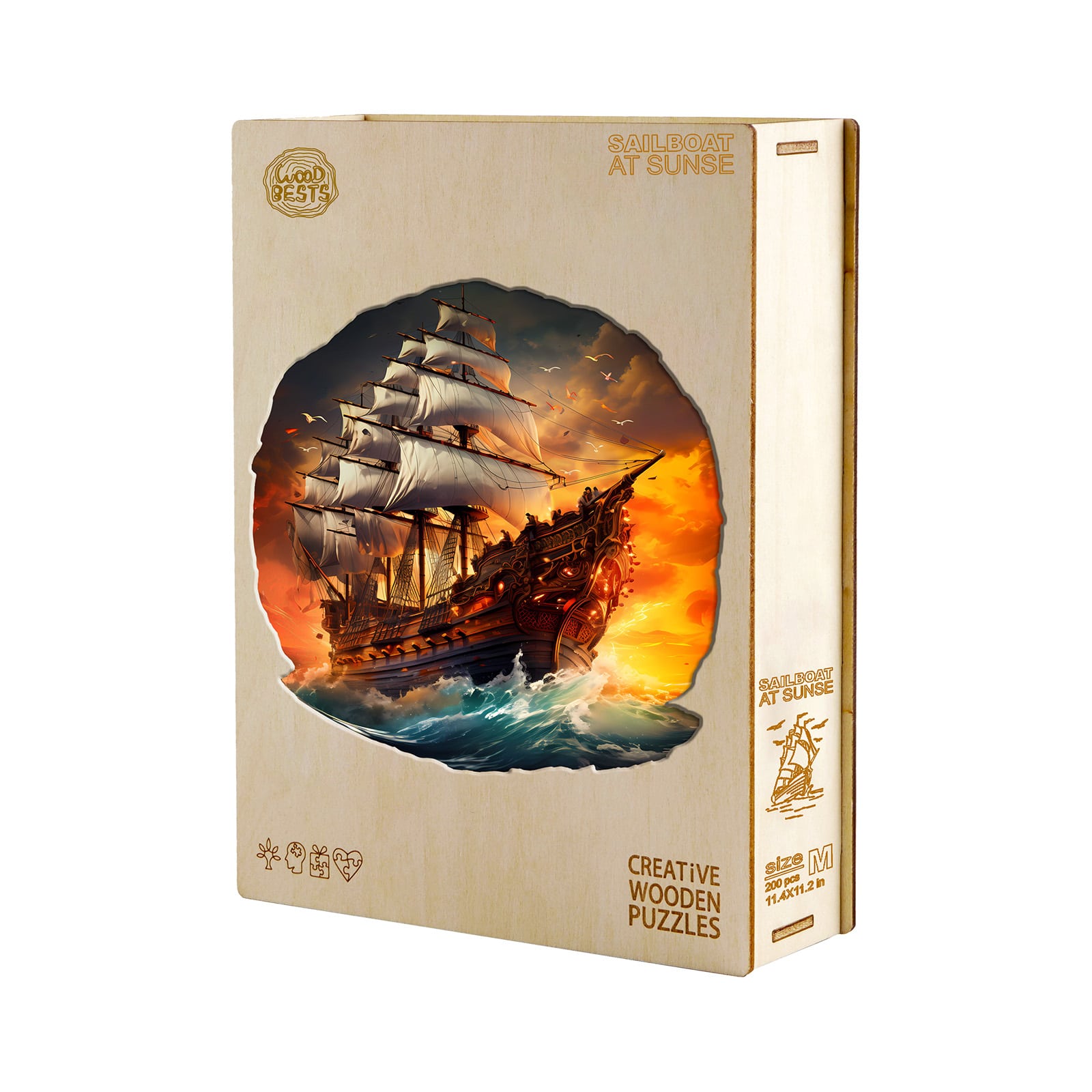 Wooden Jigsaw Puzzle - Sailboat at Sunset - Image 5