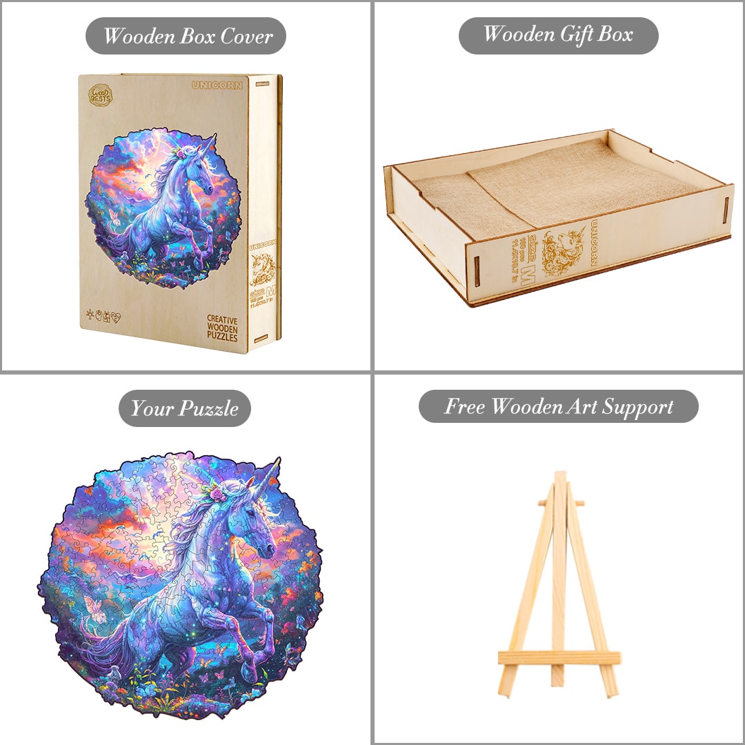 Wooden Jigsaw Puzzle - Unicorn in Fantasyland - Image 4