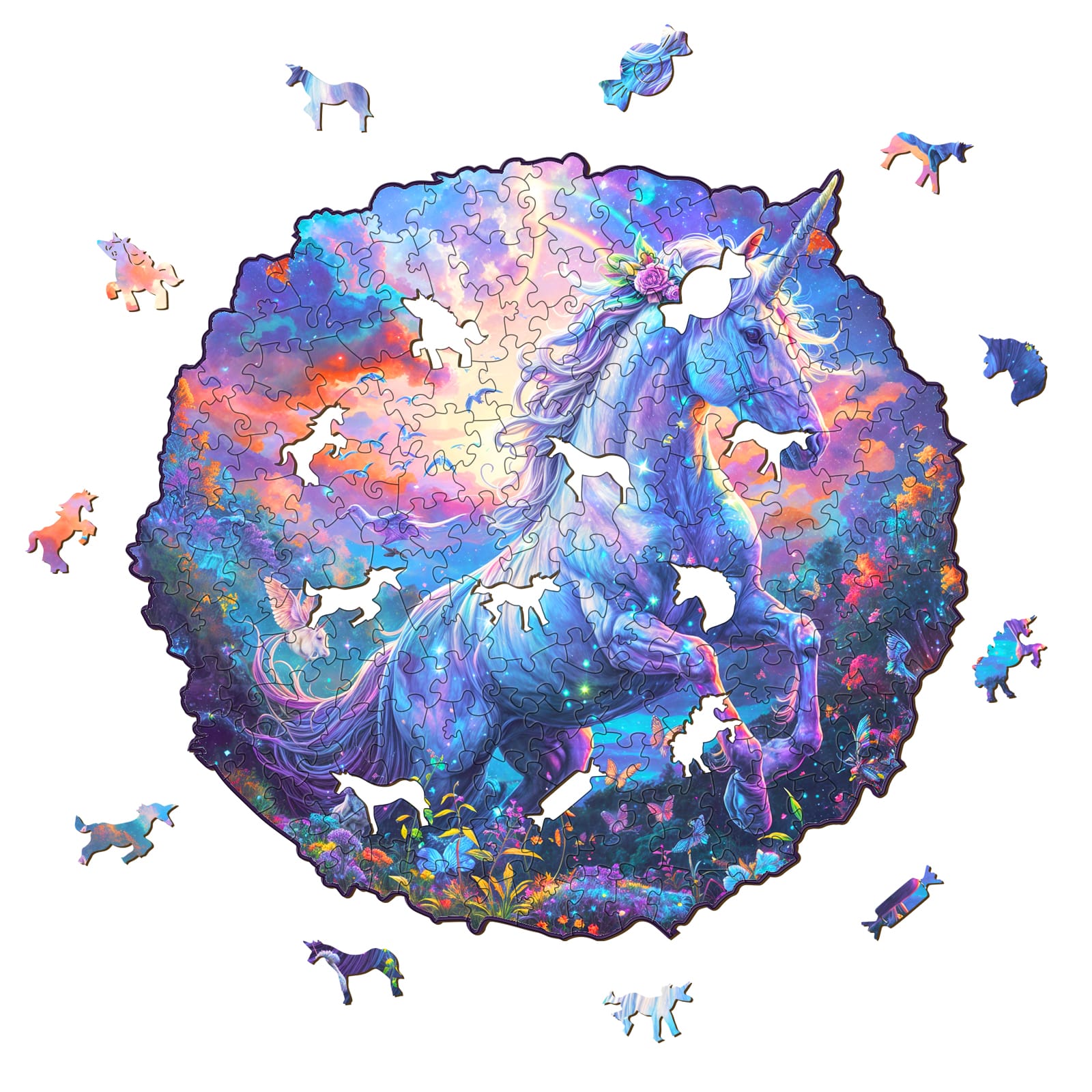 Wooden Jigsaw Puzzle - Unicorn in Fantasyland - Image 2