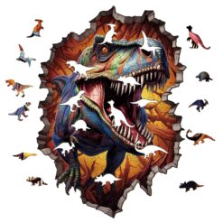 Alternative view of Wooden Jigsaw Puzzle – Wall Breaking T-rex