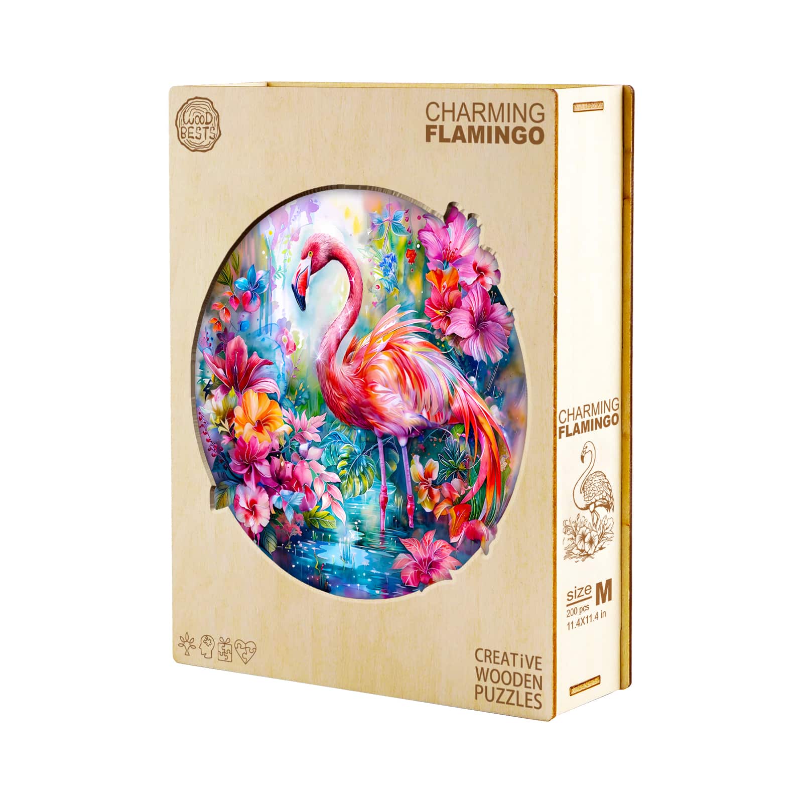 Wooden Jigsaw Puzzle - Charming flamingo - Image 5