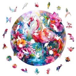 Alternative view of Wooden Jigsaw Puzzle - Charming flamingo