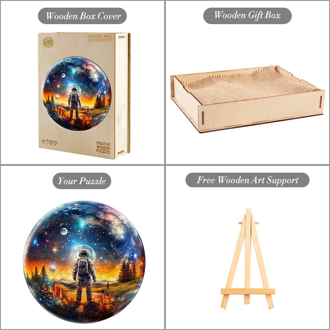 Wooden Jigsaw Puzzle -Crystal Ball Astronaut - Image 4