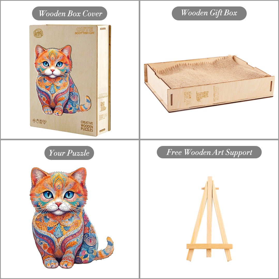 Wooden Jigsaw Puzzle - Cute Scottish Cat - Image 4