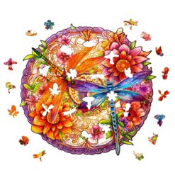 Alternative view of Wooden Jigsaw Puzzle - Dragonflies and Flowers