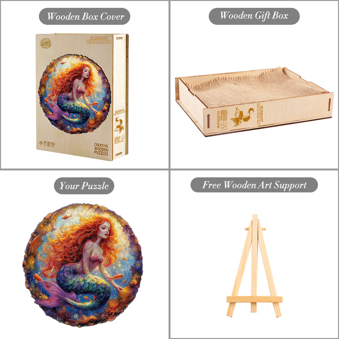 Wooden Jigsaw Puzzle - Elegant Mermaid - Image 4