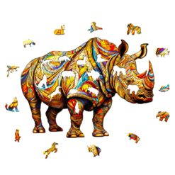 Alternative view of Wooden Jigsaw Puzzle - Fierce Rhinoceros