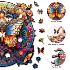 Alternative view of Wooden Jigsaw Puzzle - Flapping butterfly