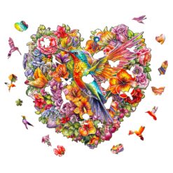 Alternative view of Wooden Jigsaw Puzzle - Hummingbird and Flower