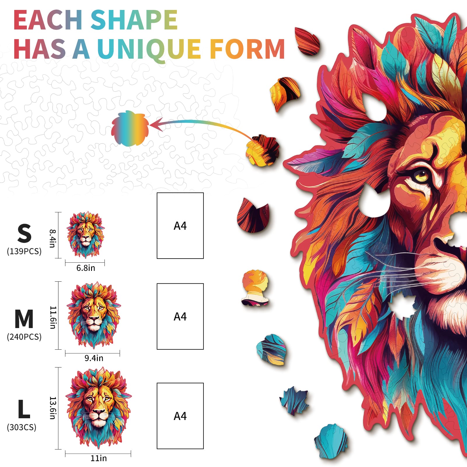 Wooden Jigsaw Puzzle - Resolute Lion - Image 3