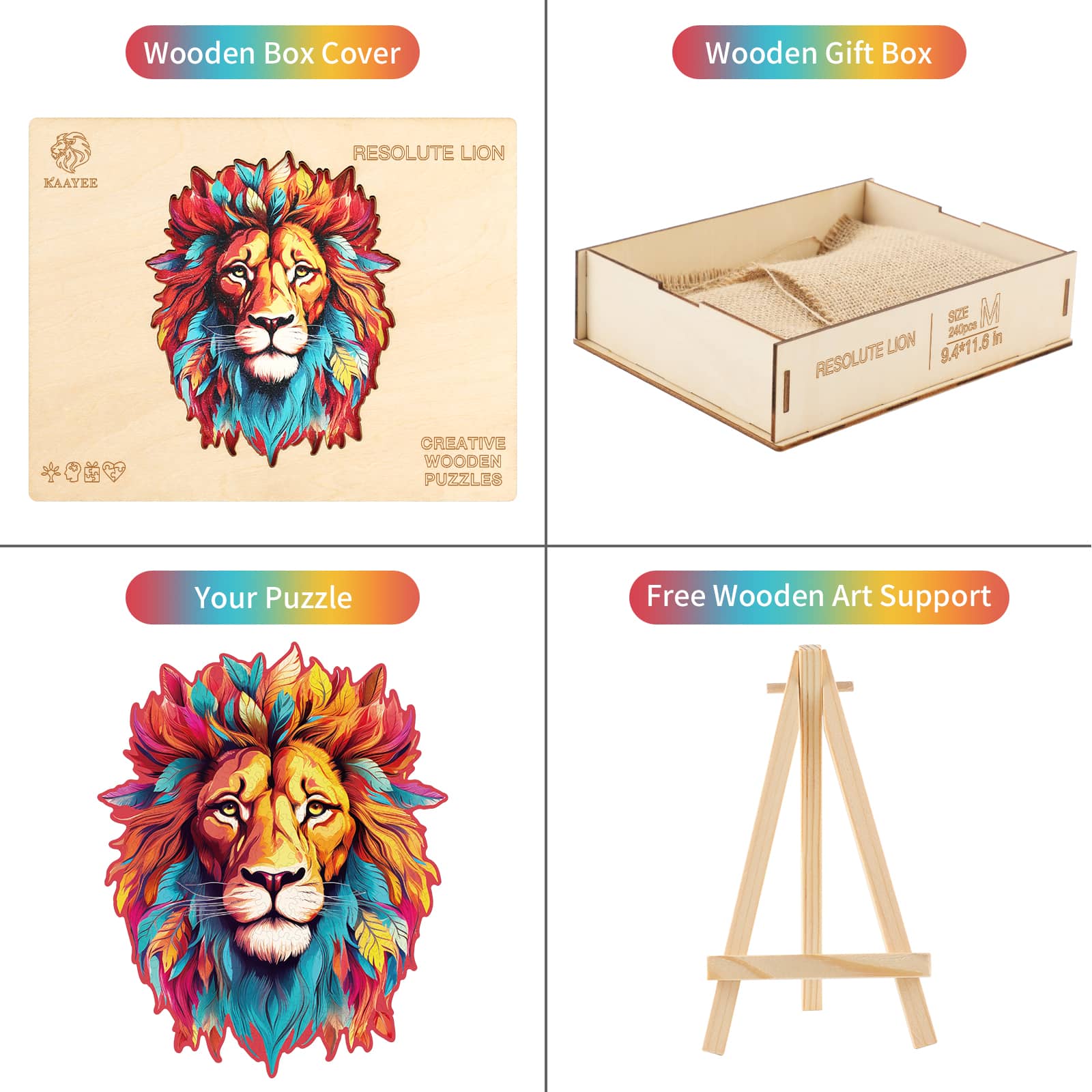 Wooden Jigsaw Puzzle - Resolute Lion - Image 7