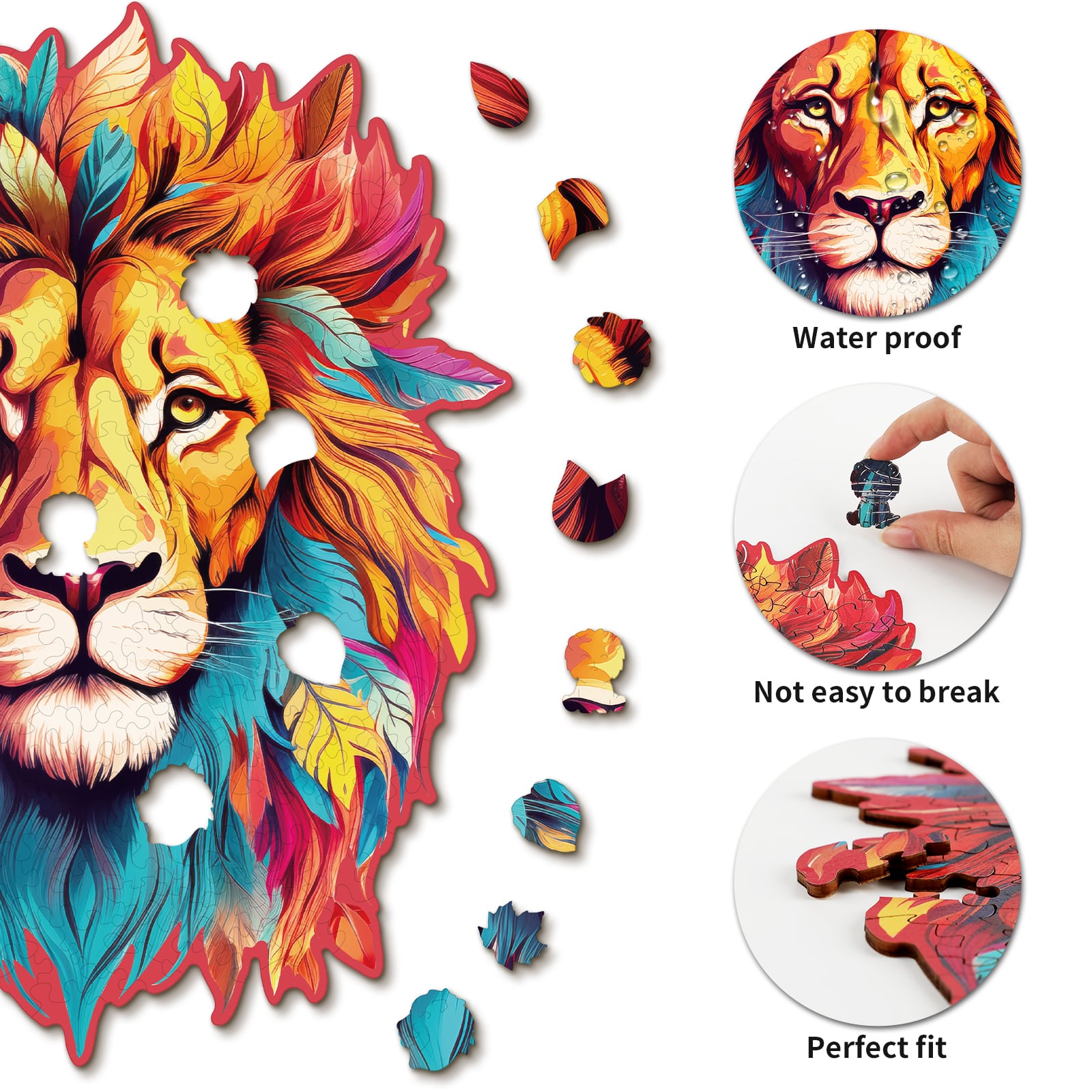Wooden Jigsaw Puzzle - Resolute Lion - Image 2