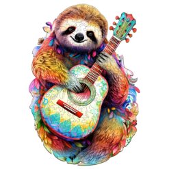 Wooden Jigsaw Puzzle - Sloth with Guitar