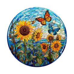 Wooden Jigsaw Puzzle - Stained Glass Sunflower