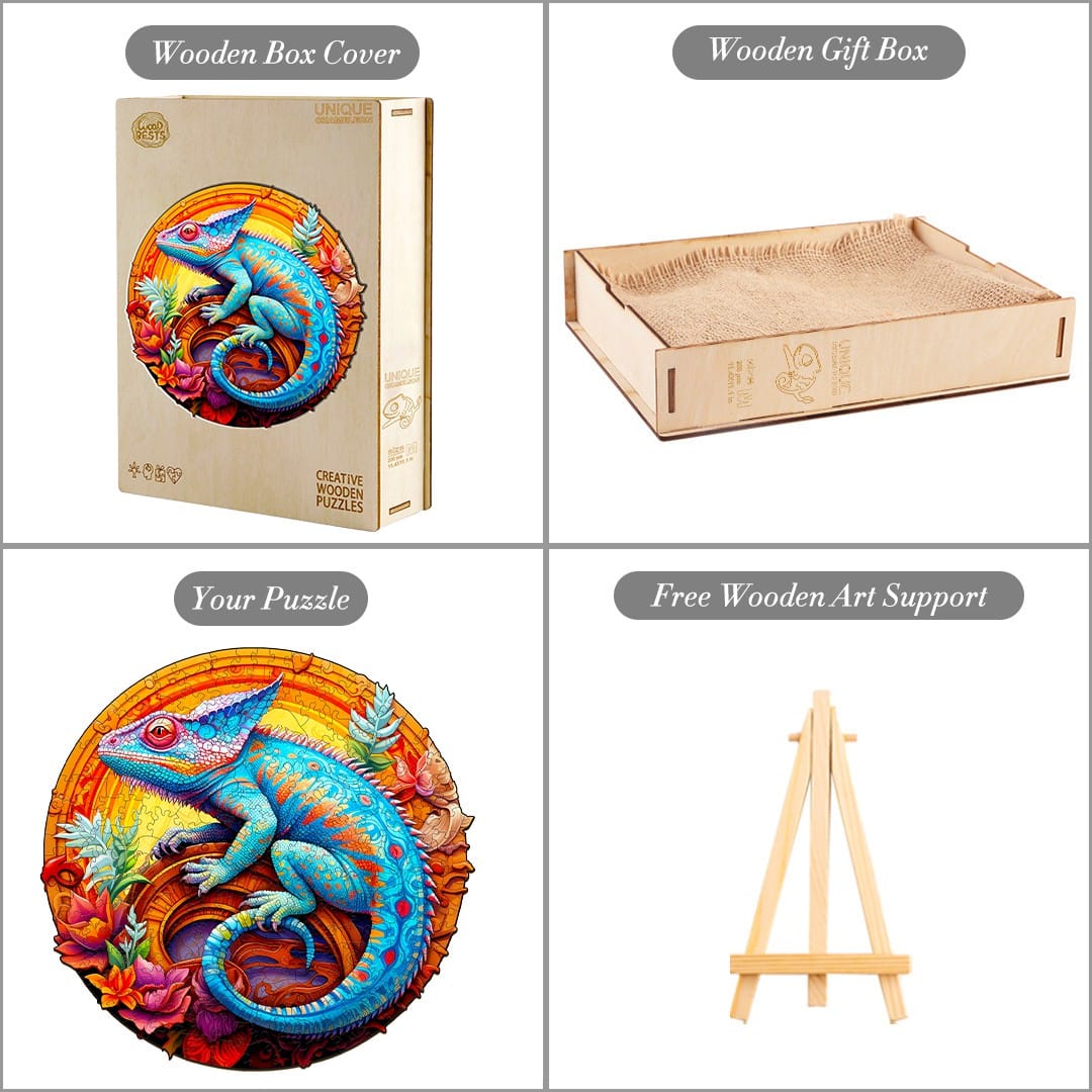 Wooden Jigsaw Puzzle - Unique Chameleon - Image 4