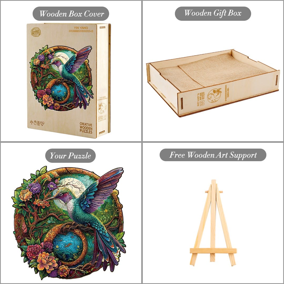 Wooden Jigsaw Puzzle - Yin Yang Hummingbird 2 - Image 4