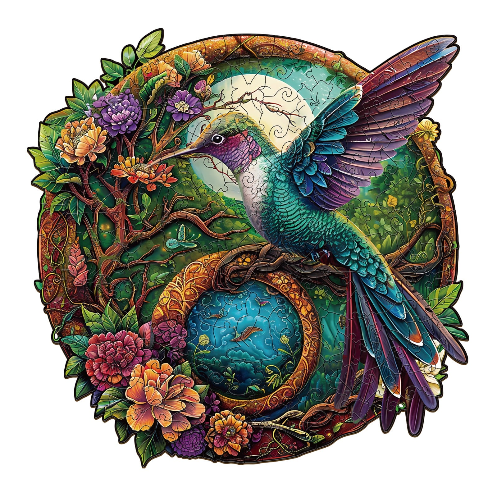Wooden Jigsaw Puzzle - Yin Yang Hummingbird 2