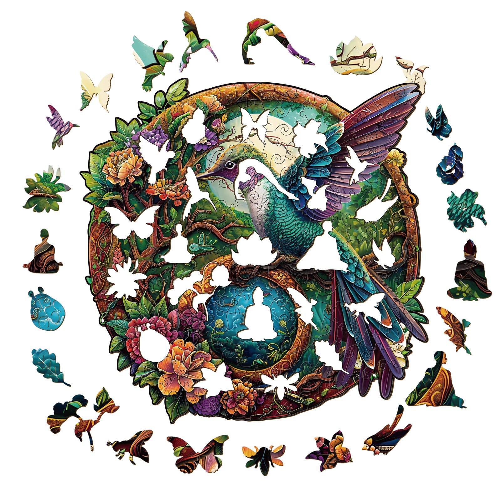 Wooden Jigsaw Puzzle - Yin Yang Hummingbird 2 - Image 2
