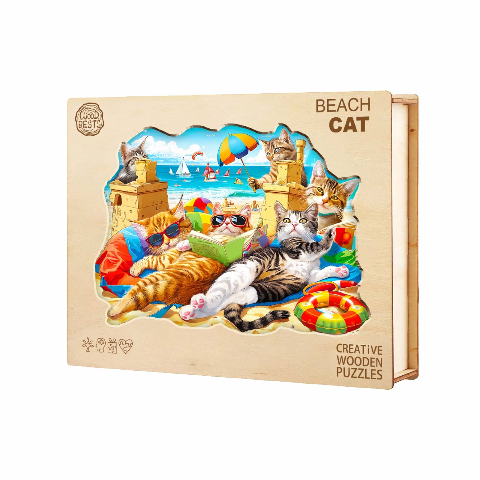 Wooden Jigsaw Puzzle - Beach Cat - Image 5