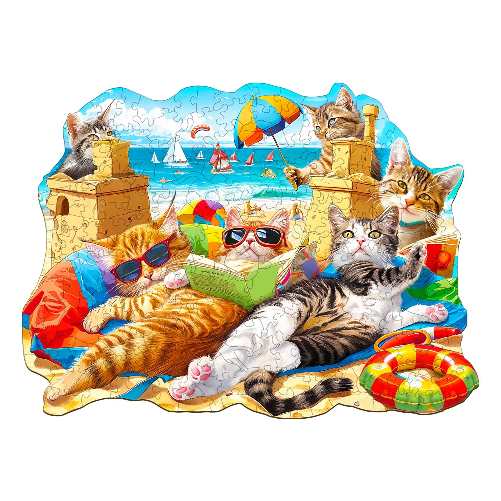Wooden Jigsaw Puzzle - Beach Cat