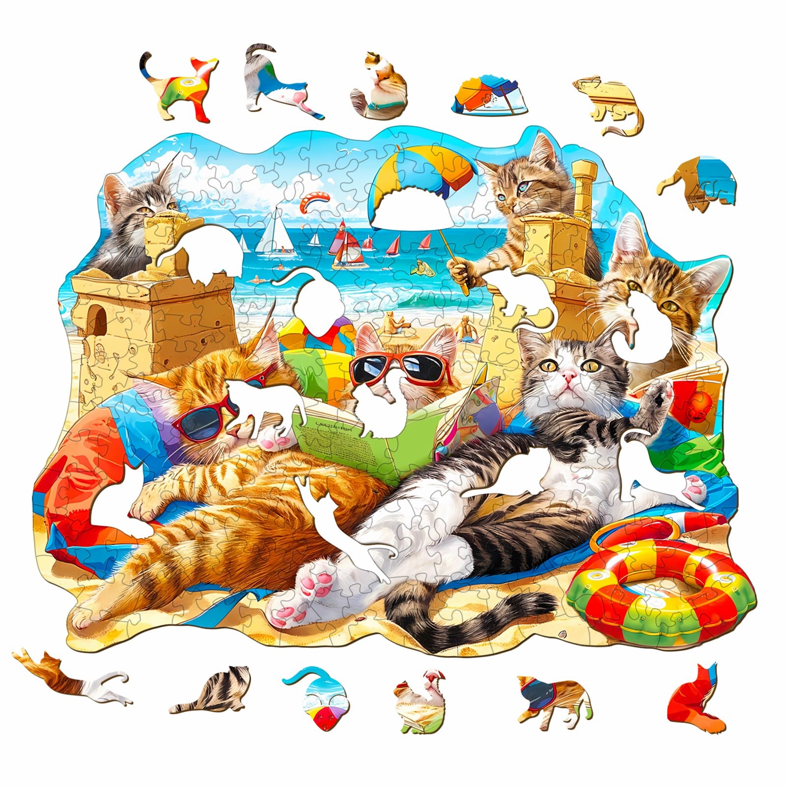 Wooden Jigsaw Puzzle - Beach Cat - Image 2