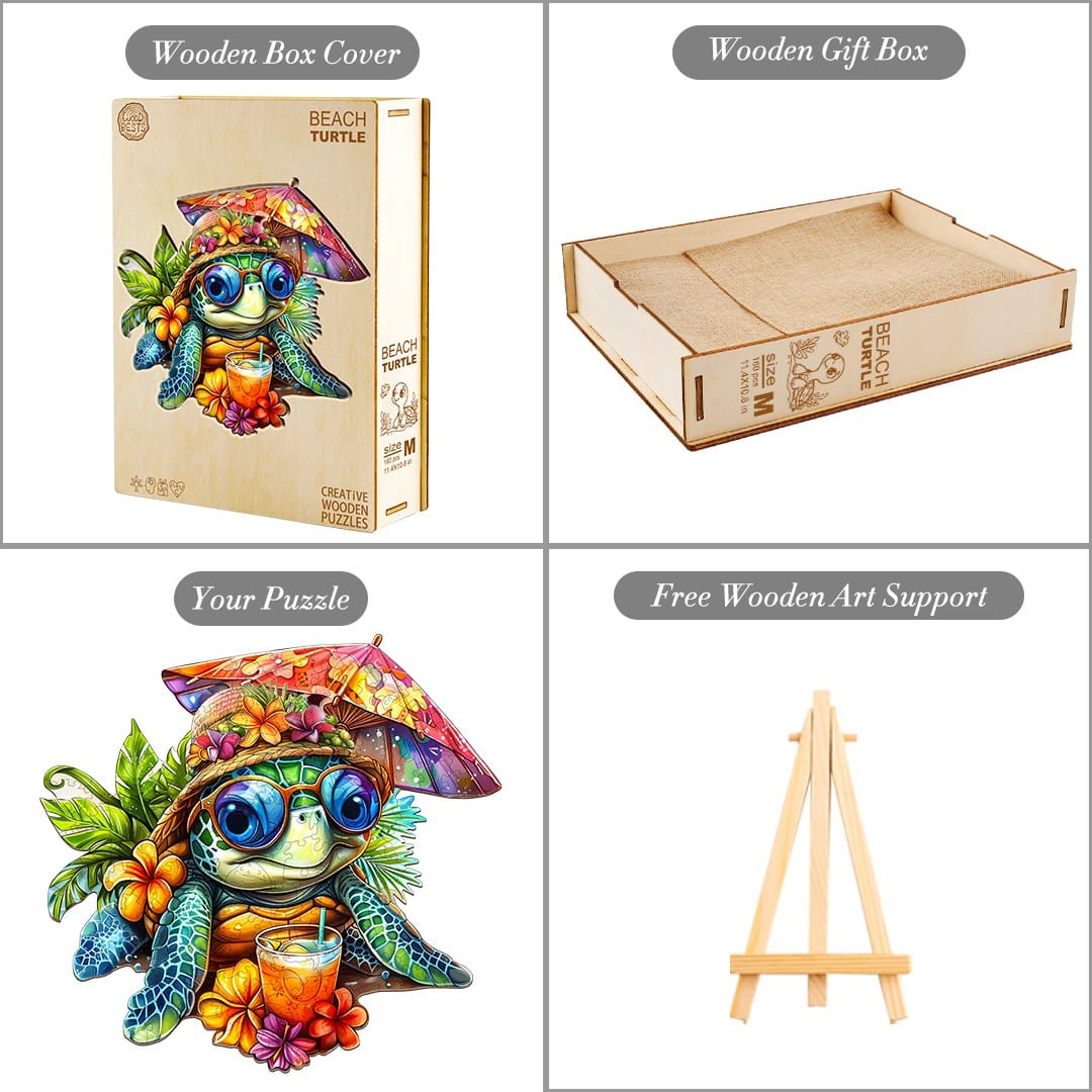 Wooden Jigsaw Puzzle - Beach Turtle - Image 4