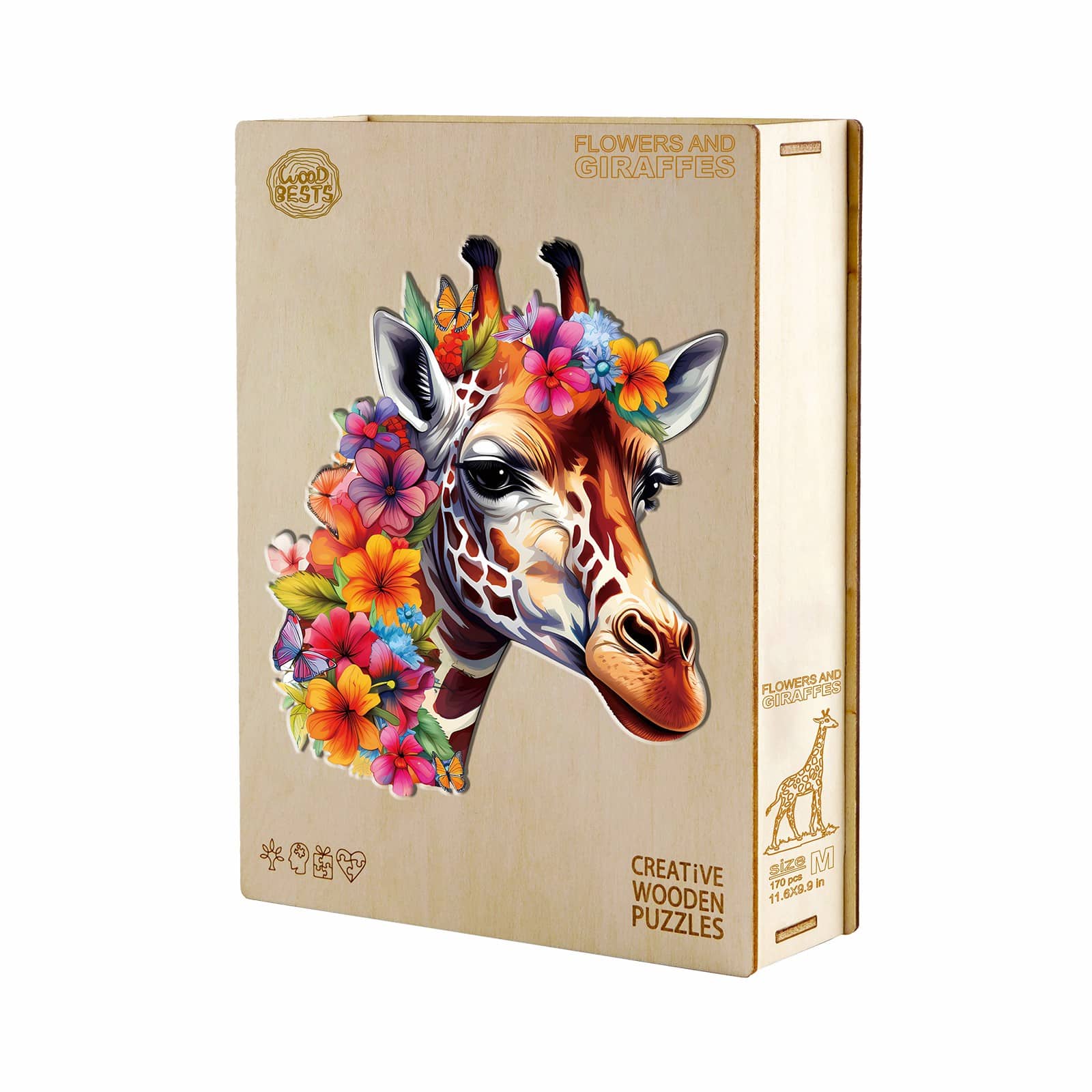 Wooden Jigsaw Puzzle - Flowers and Giraffes - Image 5