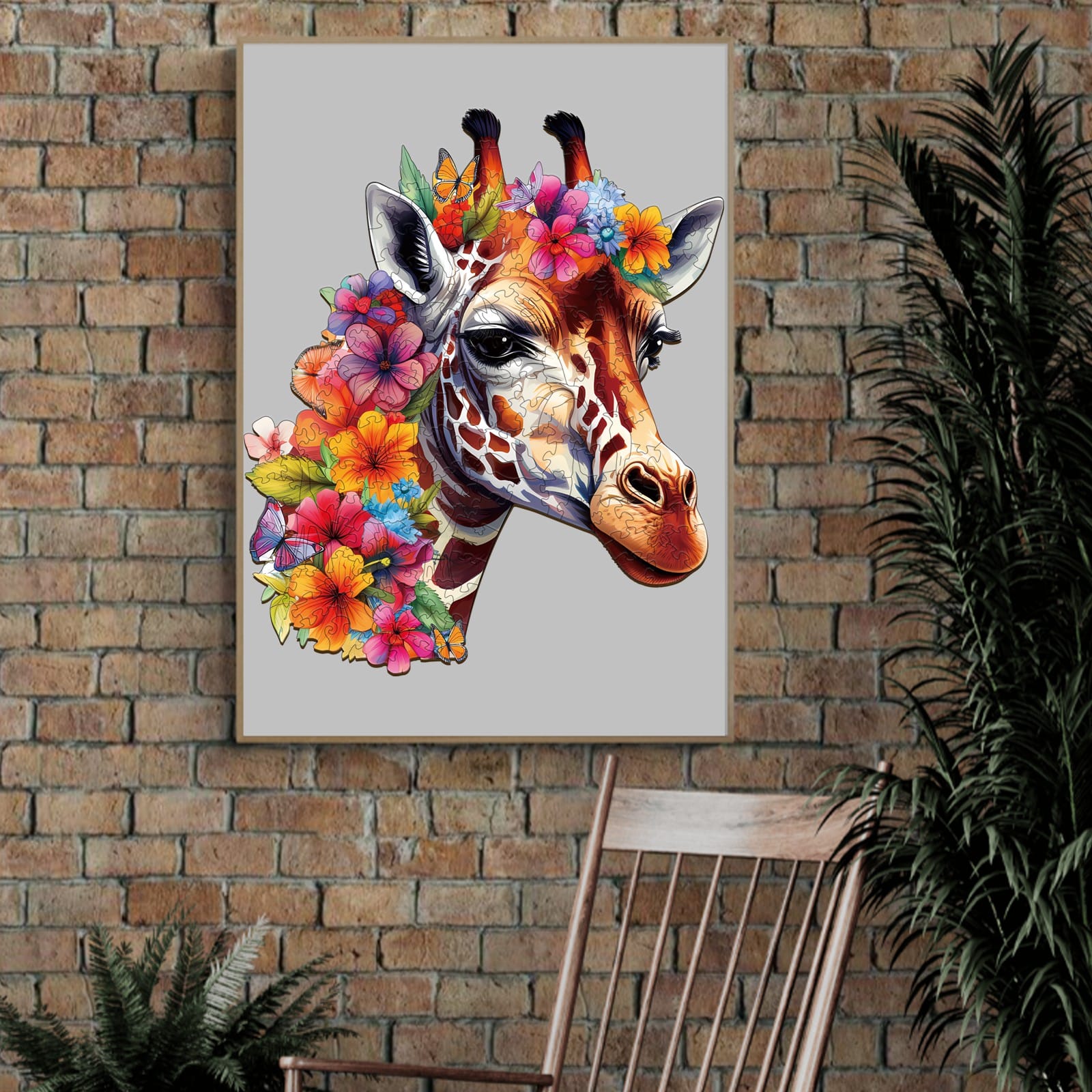 Wooden Jigsaw Puzzle - Flowers and Giraffes - Image 8