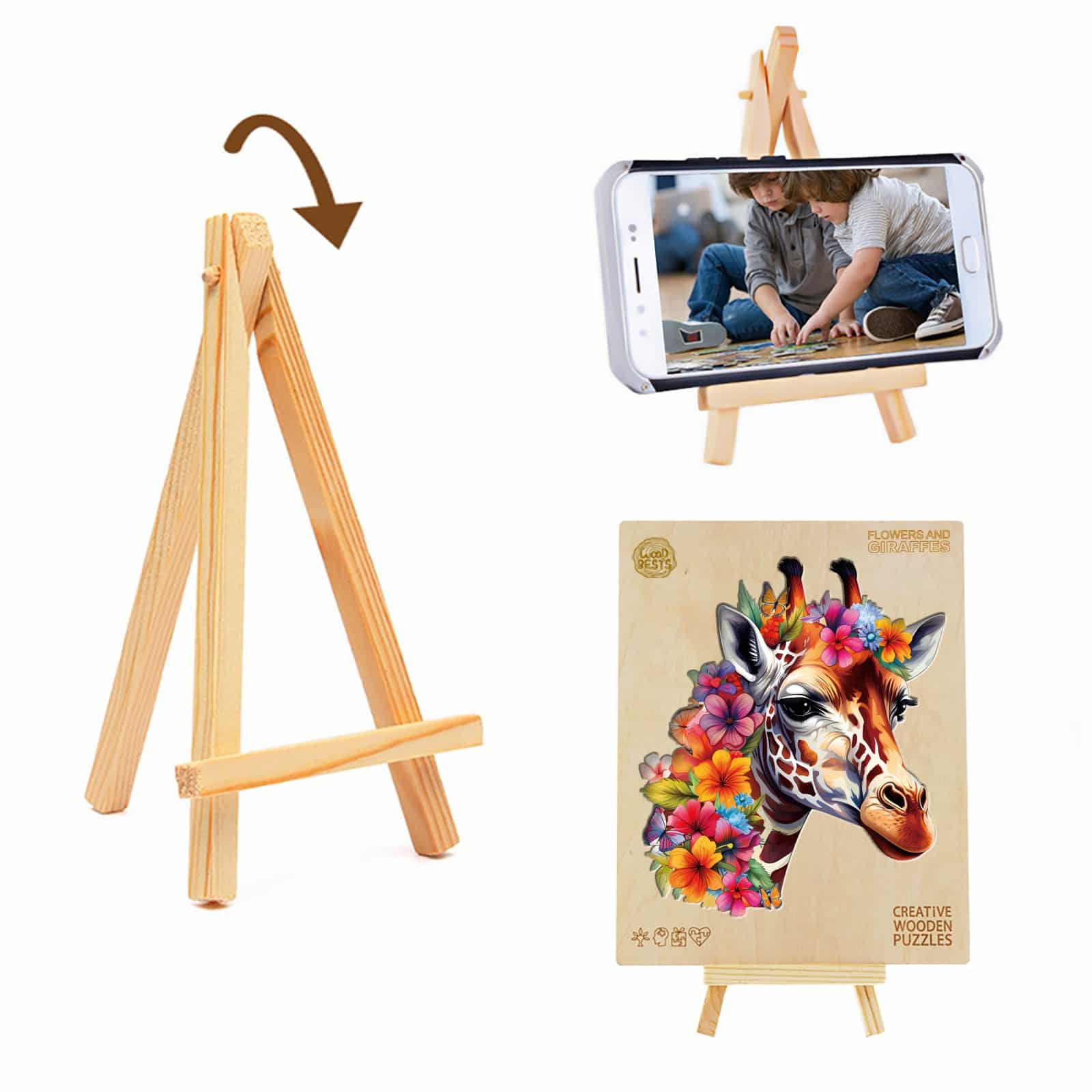 Wooden Jigsaw Puzzle - Flowers and Giraffes - Image 6